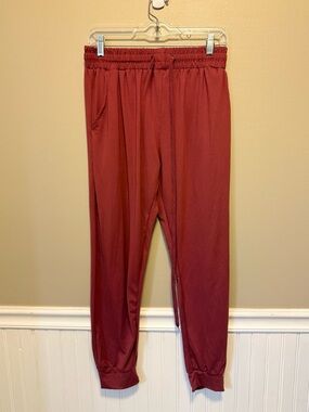 Casual Drawstring Joggers - Dusty Maroon-Fits like a L